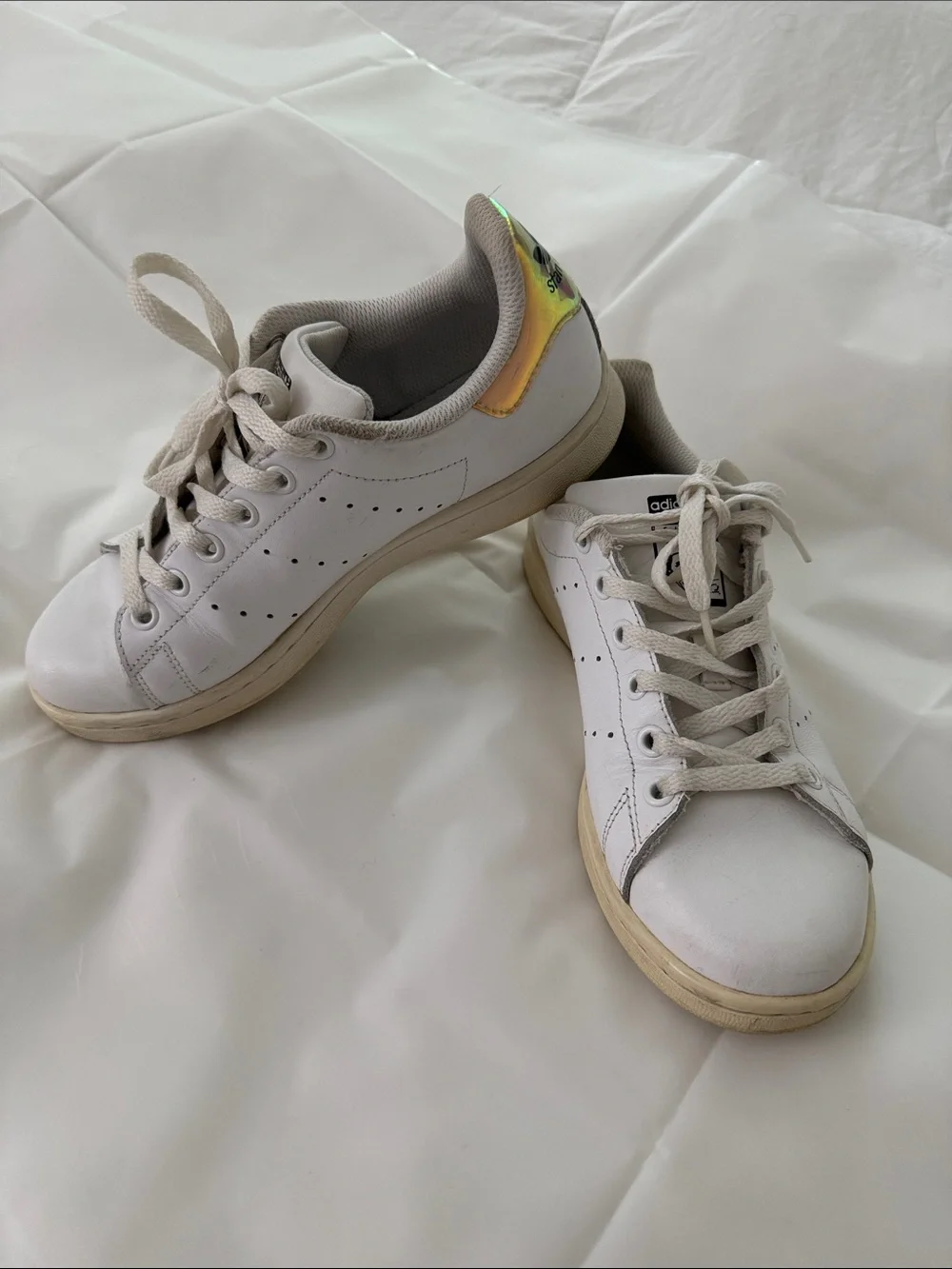 adidas White Leather Low-Top Sneakers with Cream Soles - Picture 2 of 3